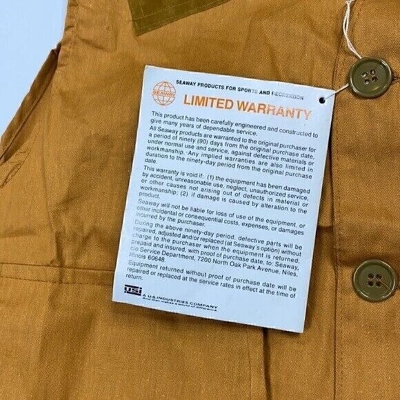 Vintage Seaway Tracker Khaki Bird Hunting Vest Size Large NWT - Picture 6 of 10